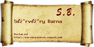 Sárváry Barna névjegykártya